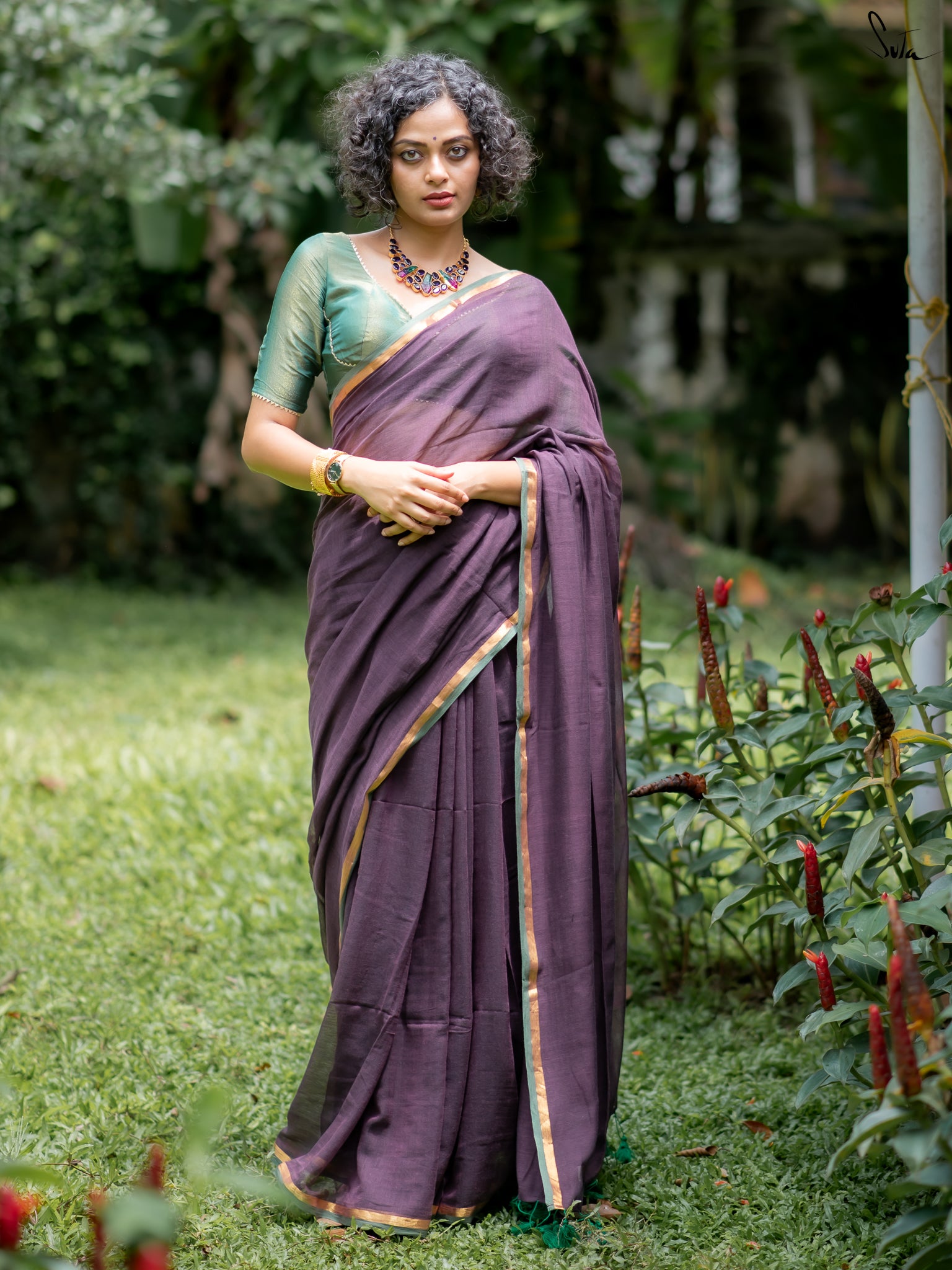 Suta Rust Pure Cotton Saree