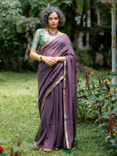 Suta Purple Pure Cotton Saree