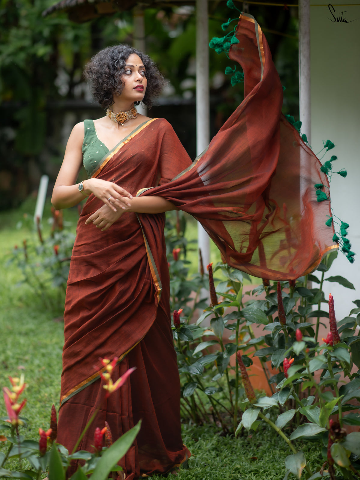 Suta Rust Mul Cotton Saree