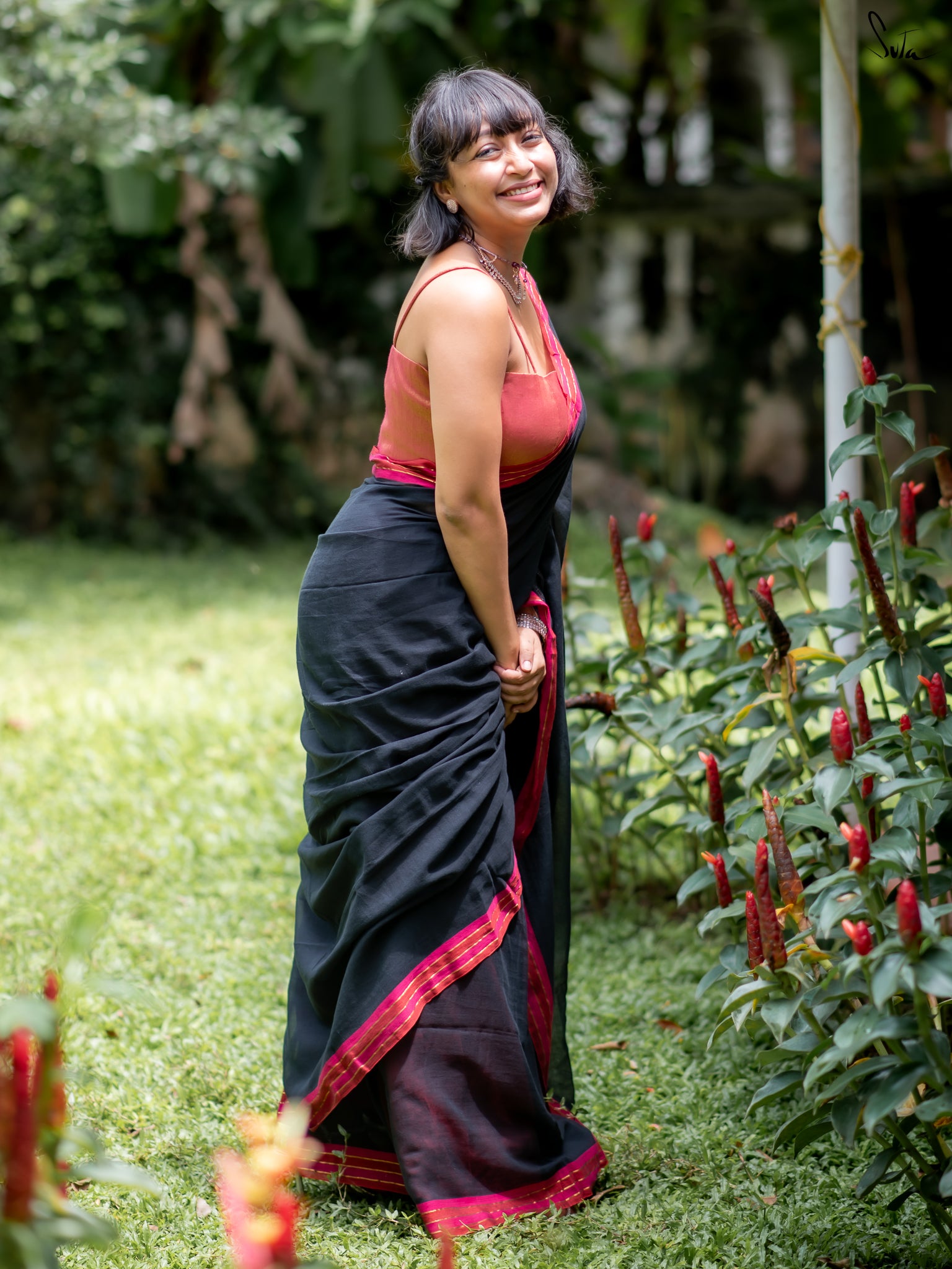 Suta Black Pure Cotton Saree