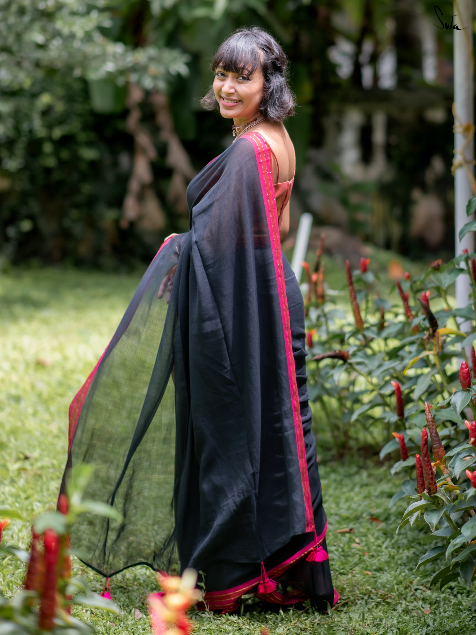 Suta Black Pure Cotton Saree