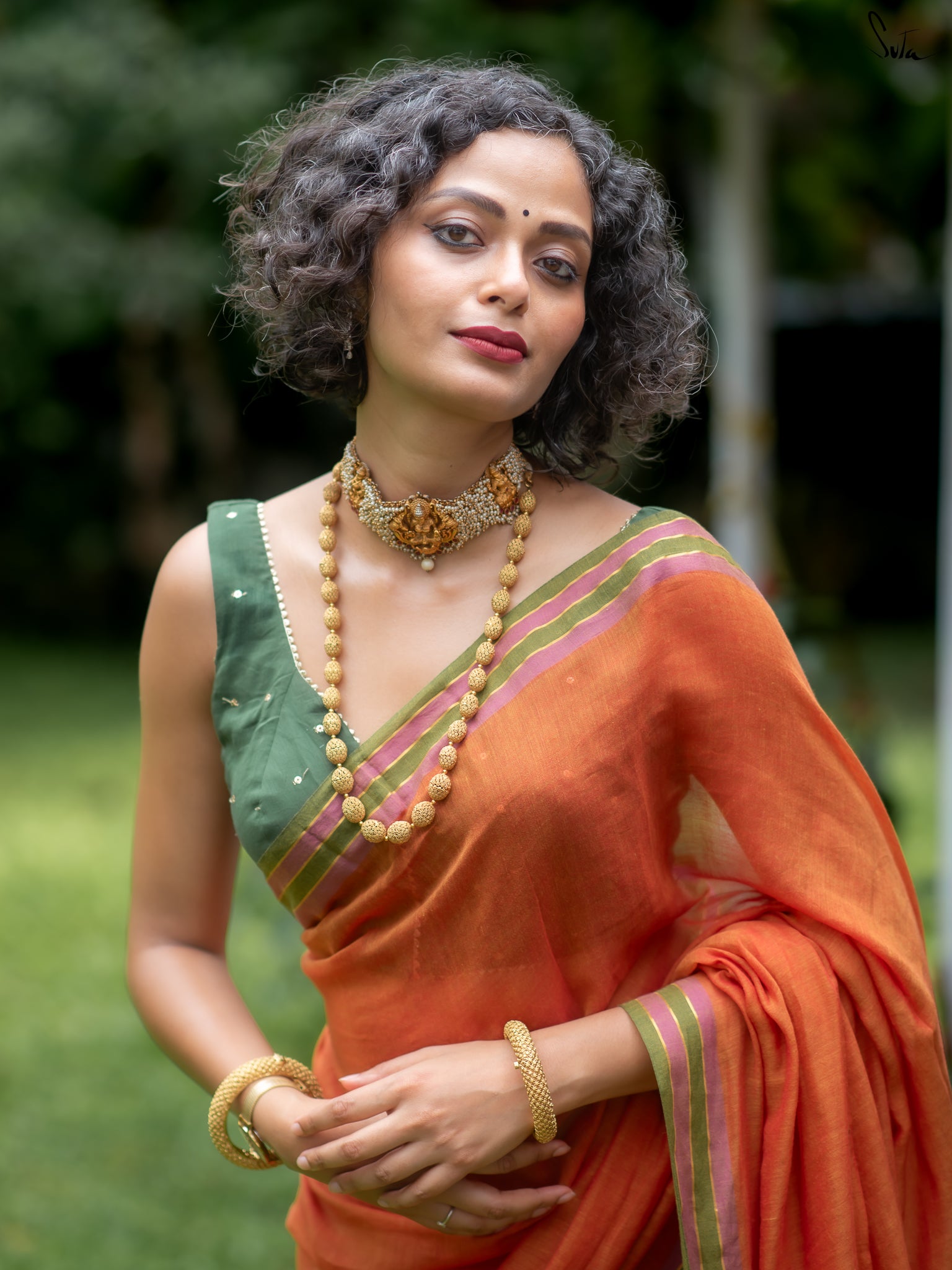 Suta Rust Pure Cotton Saree