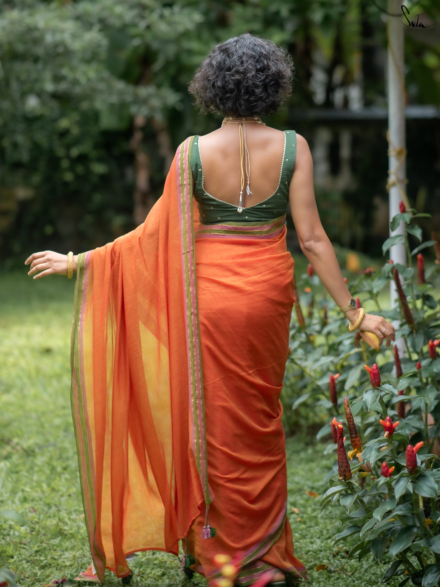 Suta Rust Pure Cotton Saree