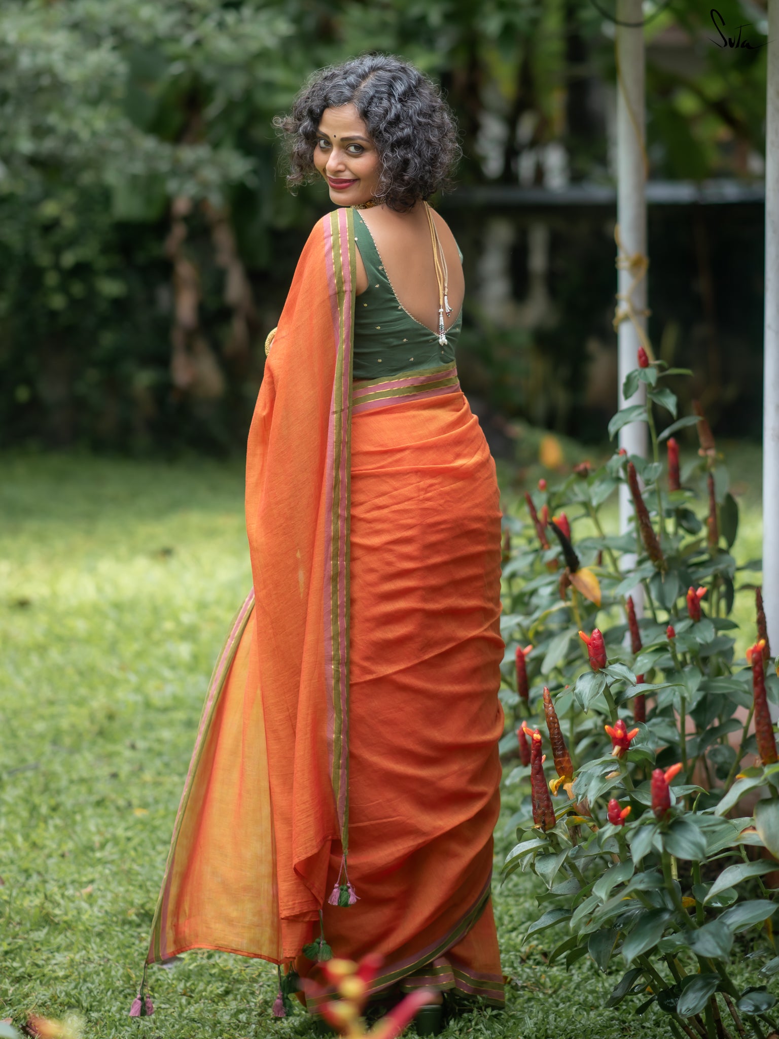 Suta Rust Pure Cotton Saree
