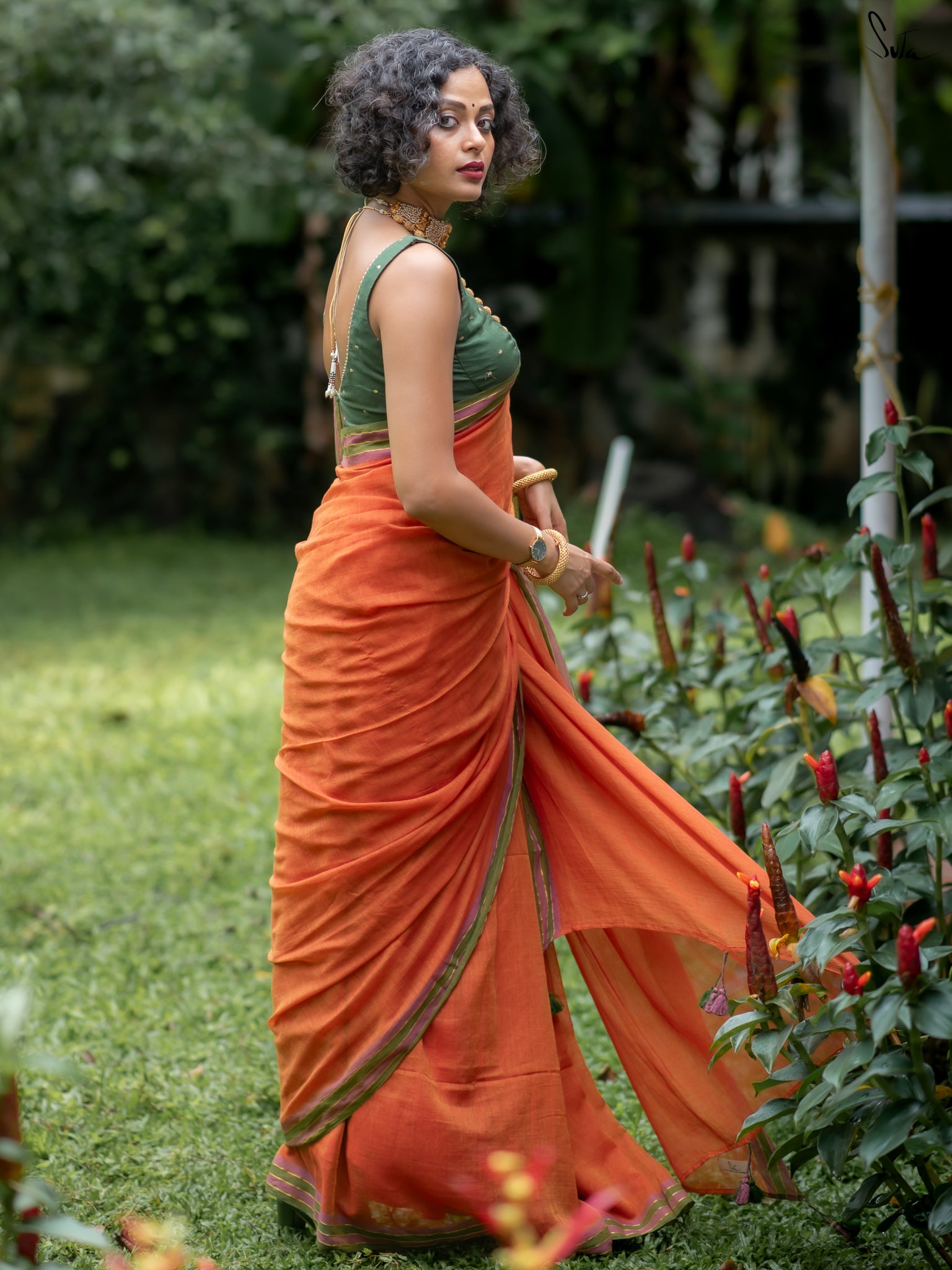 Suta Rust Pure Cotton Saree