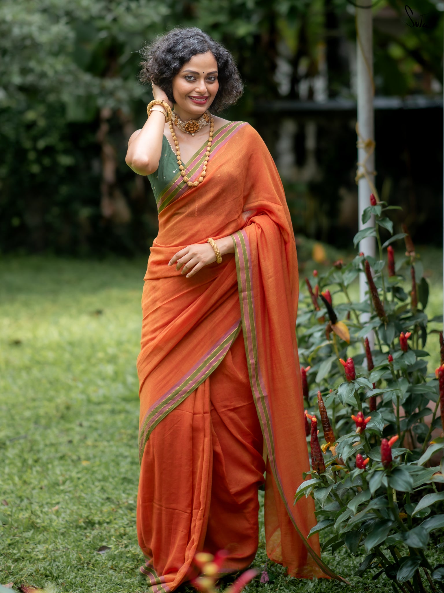Suta Rust Pure Cotton Saree