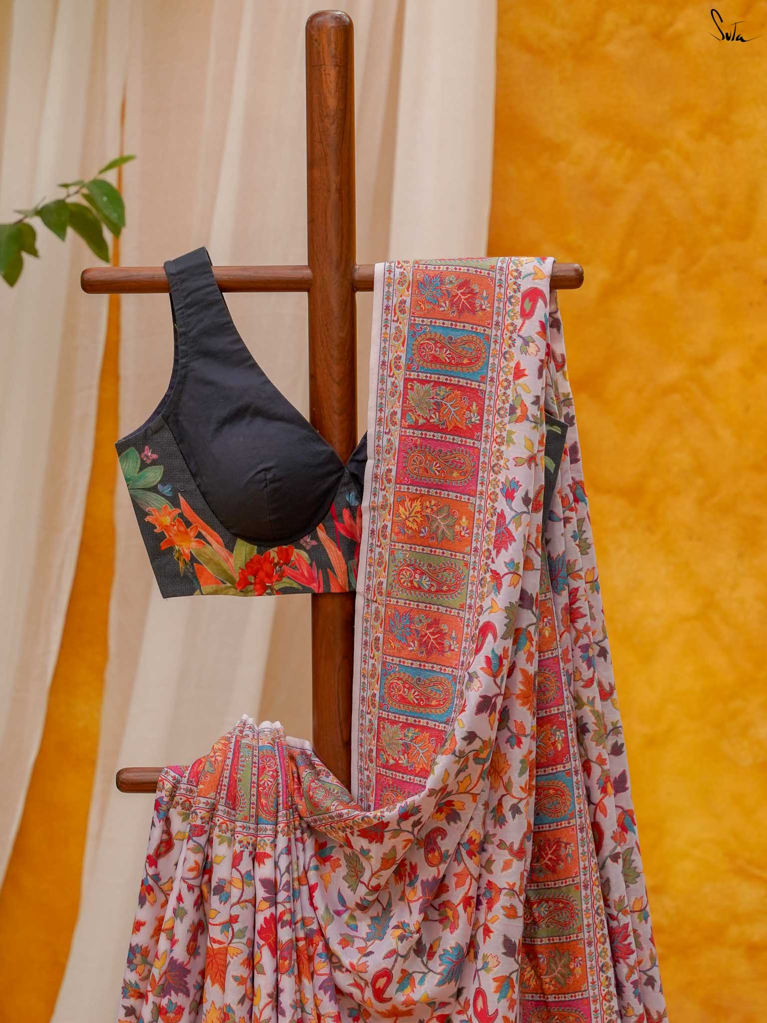 Willow Pashm Multicolour Woolen Saree