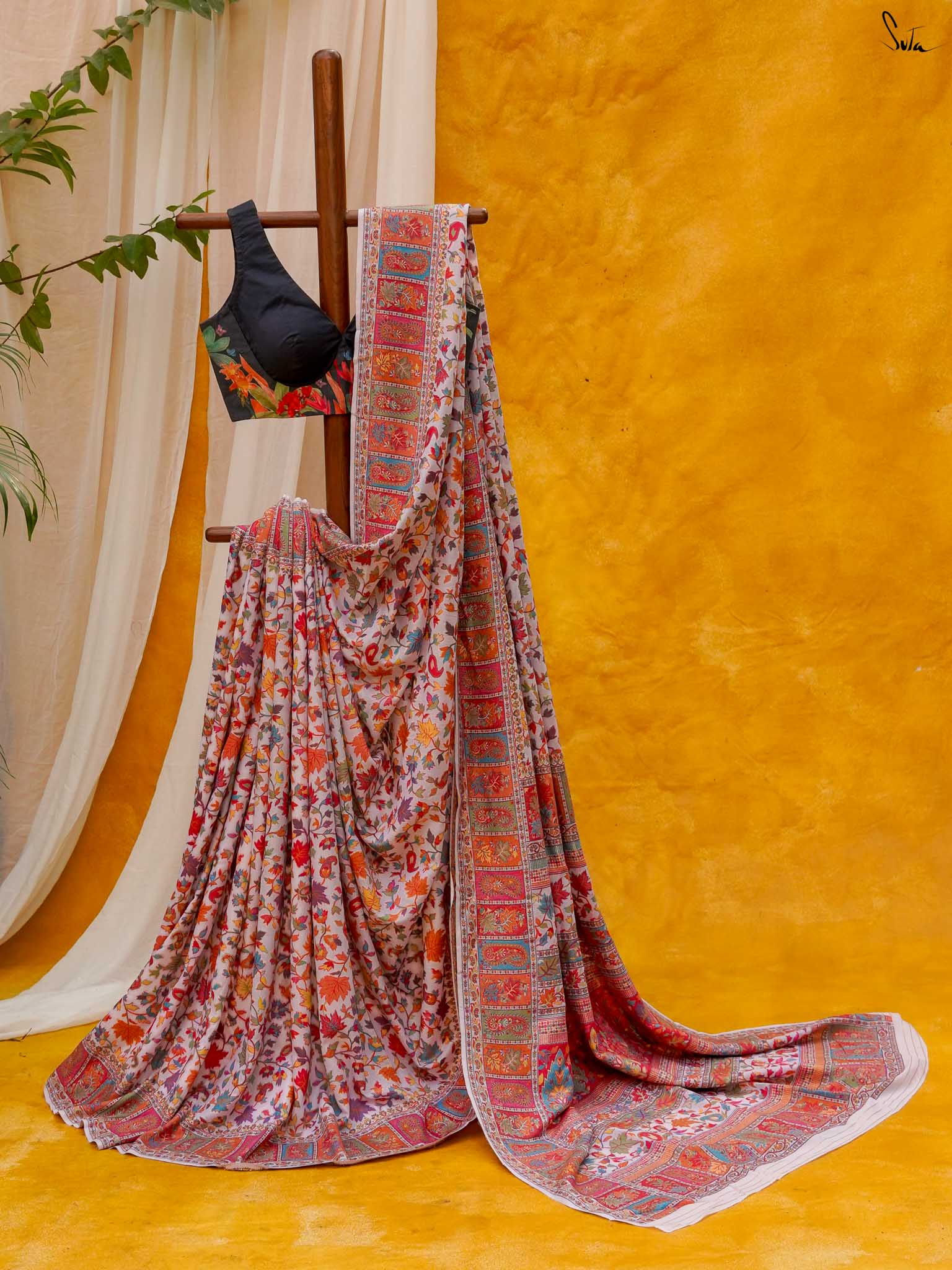 Willow Pashm Multicolour Woolen Saree