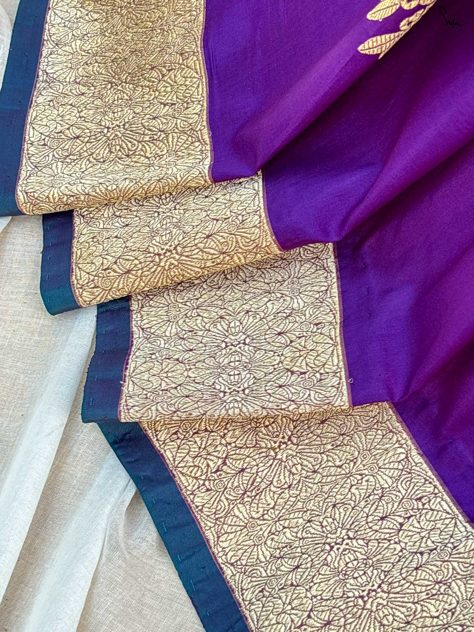 Zareen Aftab Purple Banarasi Saree