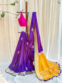 Zareen Aftab Purple Banarasi Saree