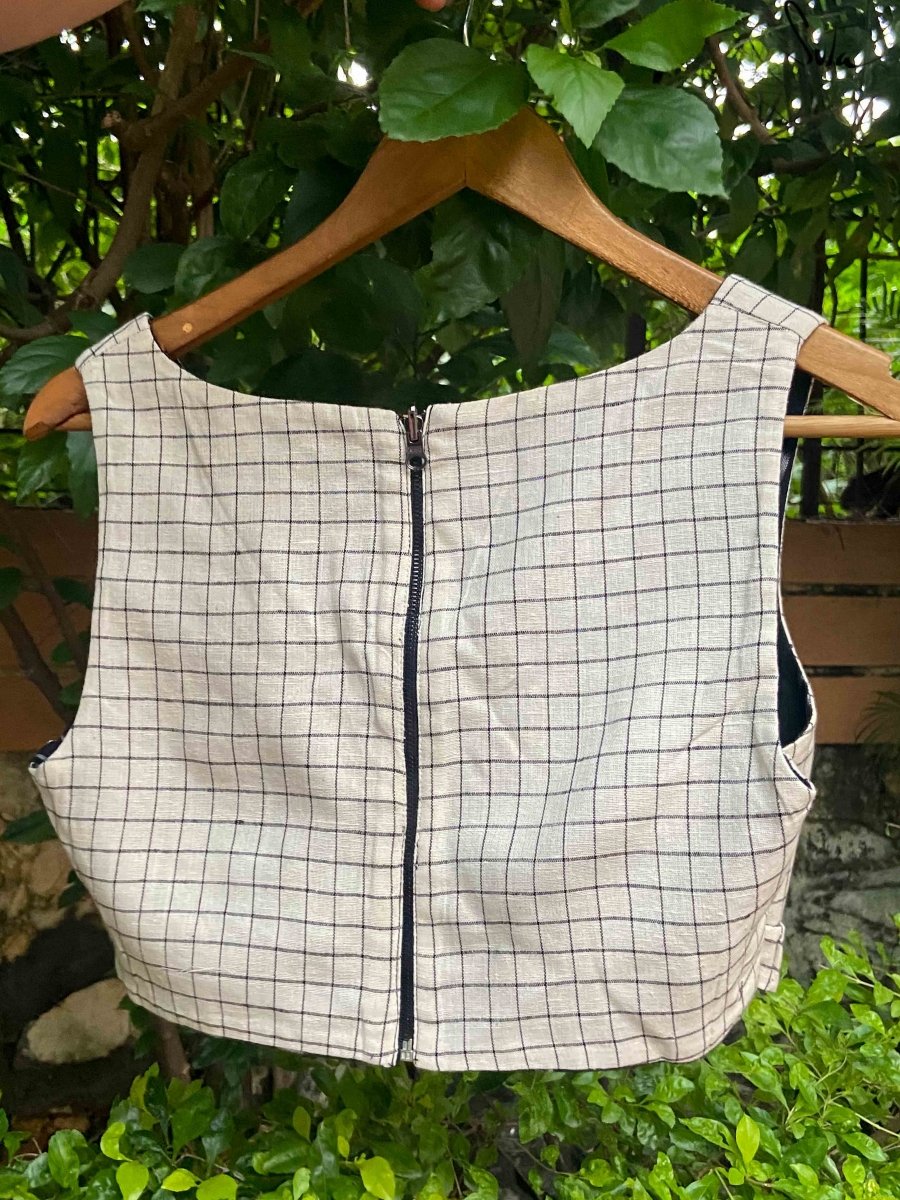 Black White Checkered Alat Palat (Blouse) - suta.in