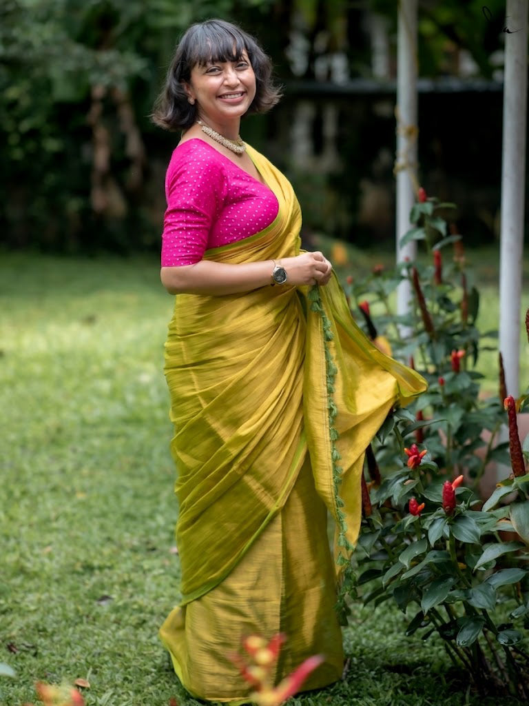 Suta Lime Green Tissue Saree