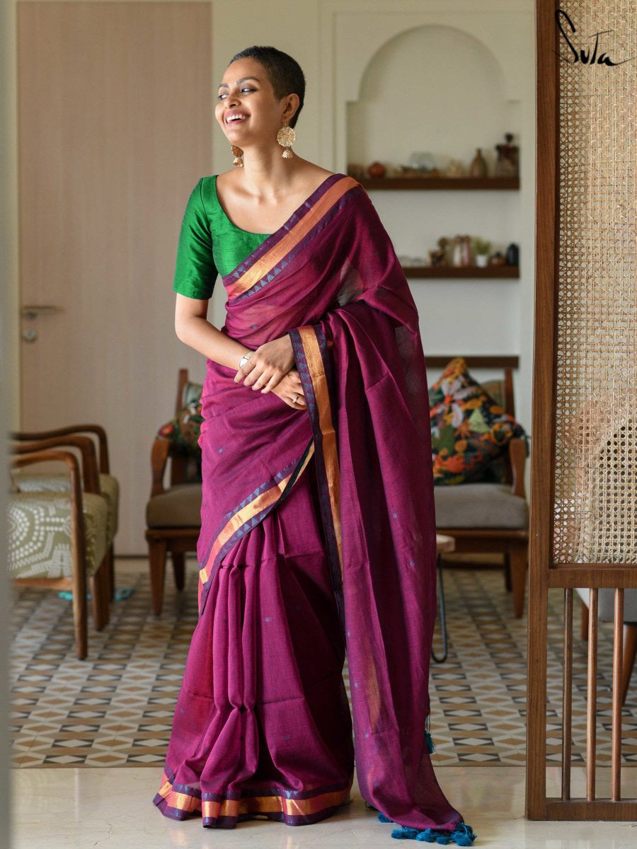 SGF11- Women's Kanjivaram Soft Silk Saree With Unstitched Blouse Piece (Pink  Purple) : Amazon.in: Fashion
