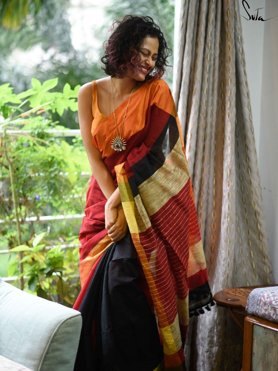 Colour Meet : Red , Black , Gold - suta.in