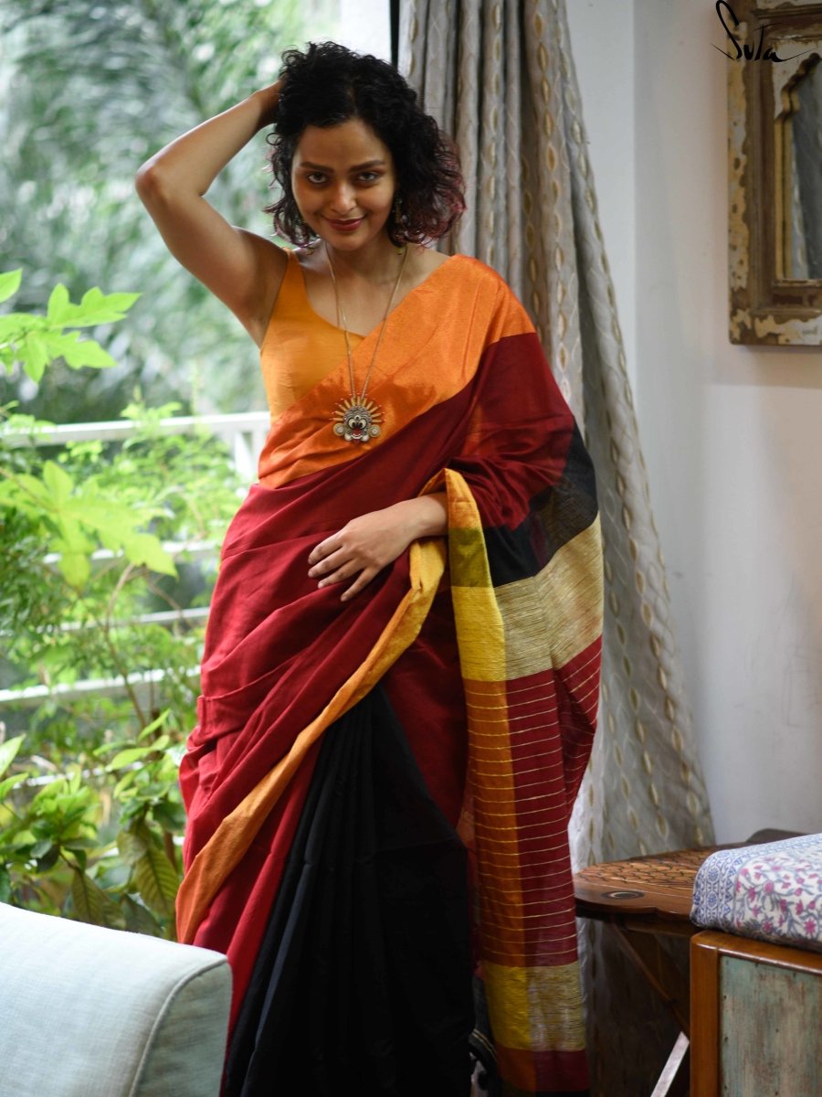 Colour Meet : Red , Black , Gold - suta.in