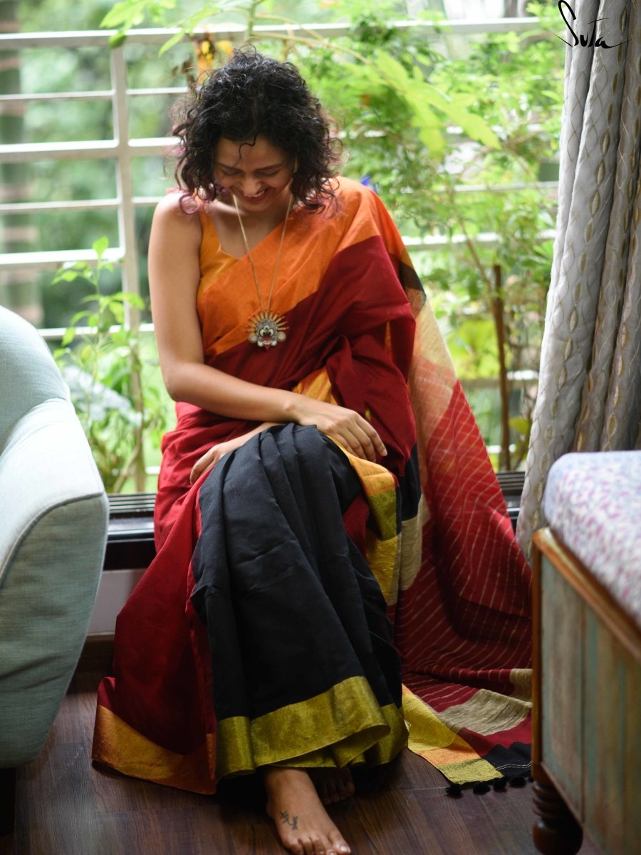 Colour Meet : Red , Black , Gold - suta.in