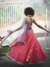 Dhoop Chav Peach And Pink Raw Silk Skirt