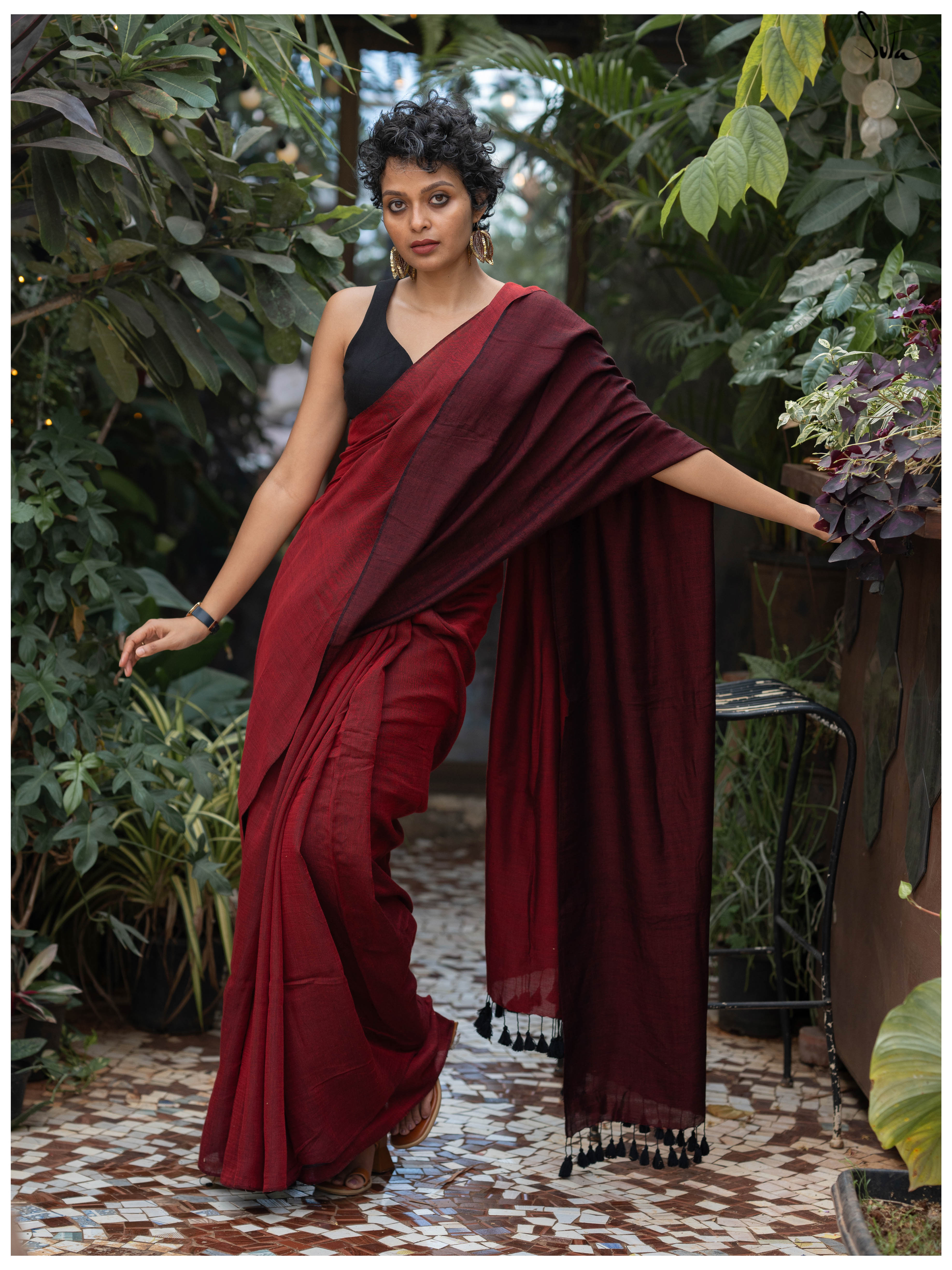 Maroon Satin With Plain Work Saree – BEST SAREE