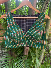 Green and Black Alat Palat (Blouse) - suta.in