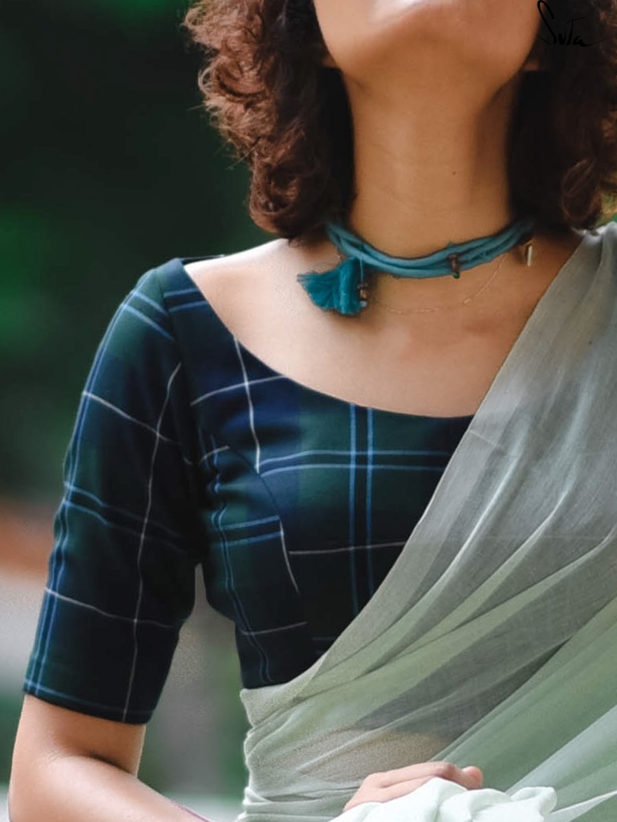 Green blue checkerd ( Blouse ) - suta.in