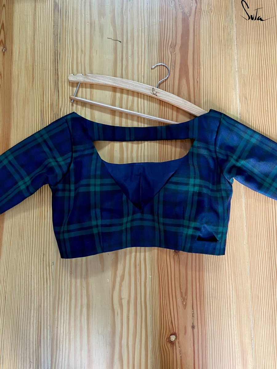 Green blue checkerd ( Blouse ) - suta.in