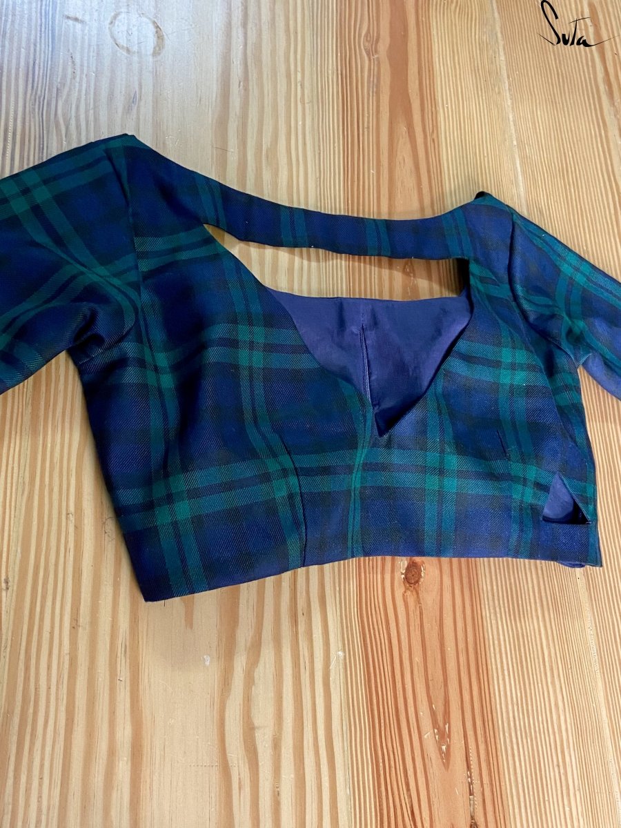 Green blue checkerd ( Blouse ) - suta.in