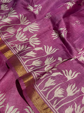 Neelkanthi Ki Chitthi (Hand Painted Pure Silk Saree)