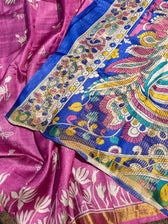 Neelkanthi Ki Chitthi (Hand Painted Pure Silk Saree)