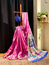 Neelkanthi Ki Chitthi (Hand Painted Pure Silk Saree)