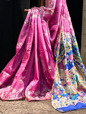 Neelkanthi Ki Chitthi (Hand Painted Pure Silk Saree)
