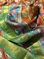 Gulabi Shikargah (Hand Painted Pure Silk Saree)
