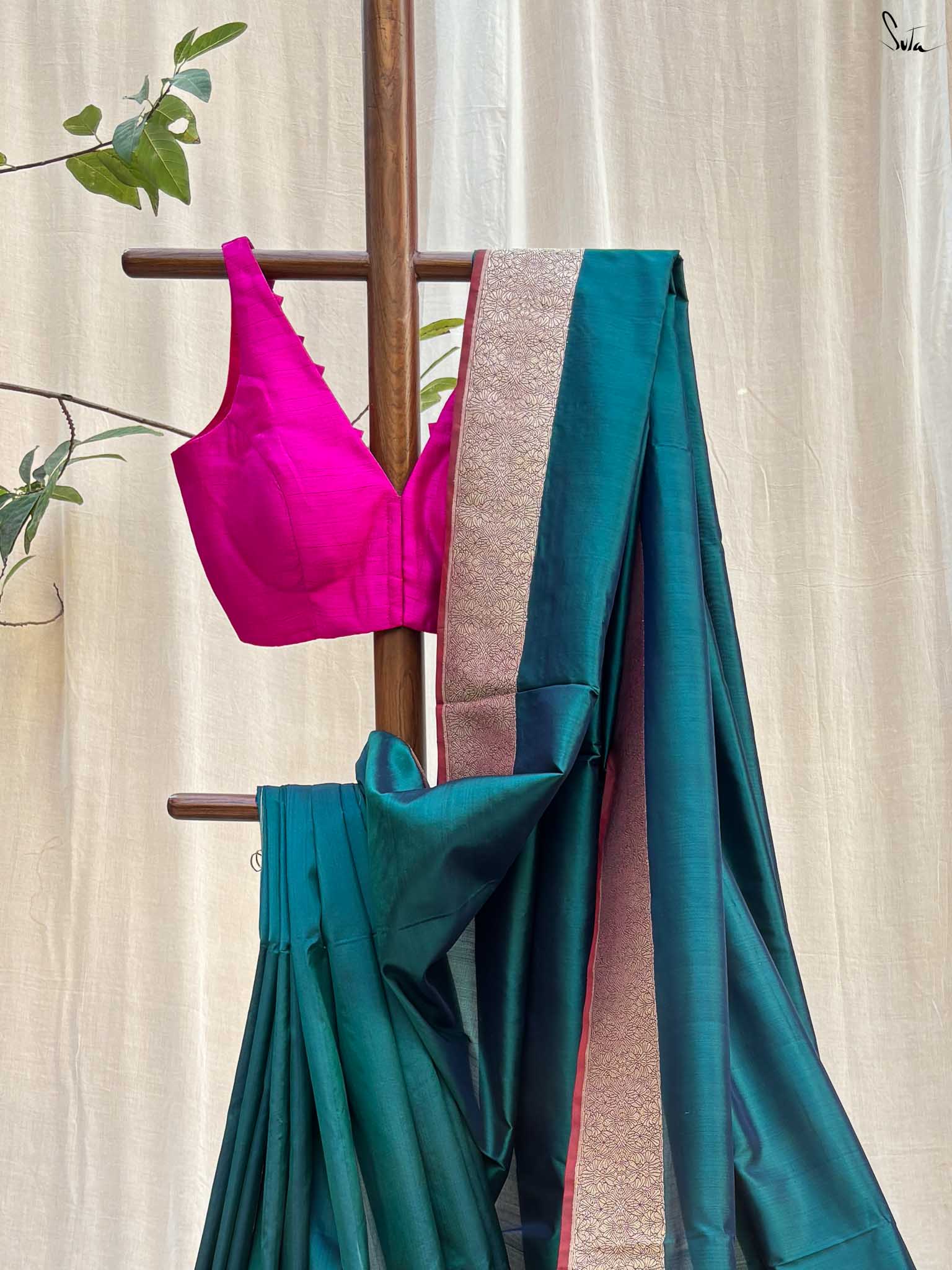 Jashn-E-Ishq Green Banarasi Saree