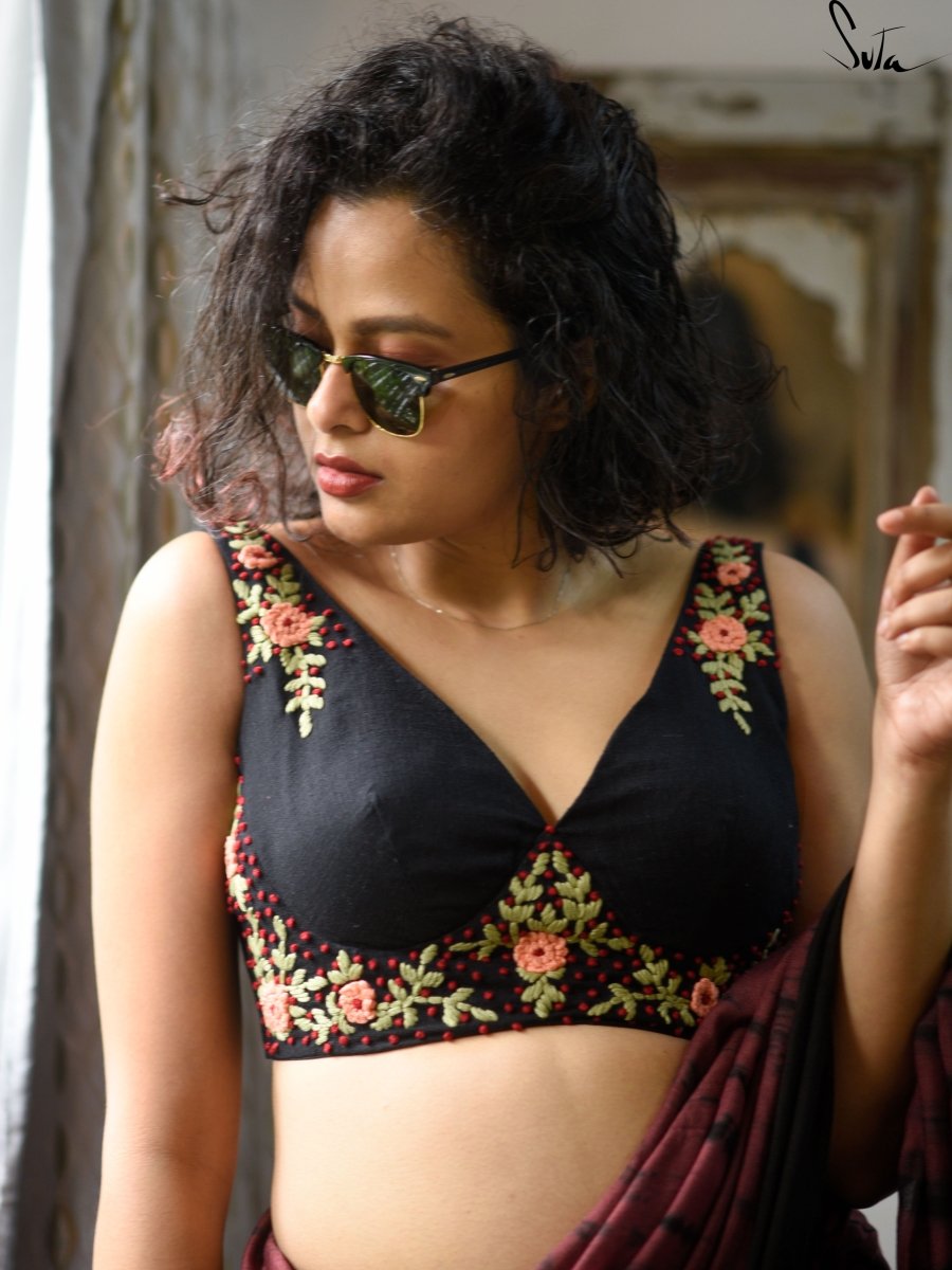 Black designer blouse online discount
