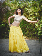Yummy Yellow Raw Silk Skirt - suta.in
