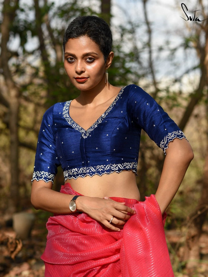 Blue Viscose Blend Blouse|Aasmani ki Parchaai|Suta