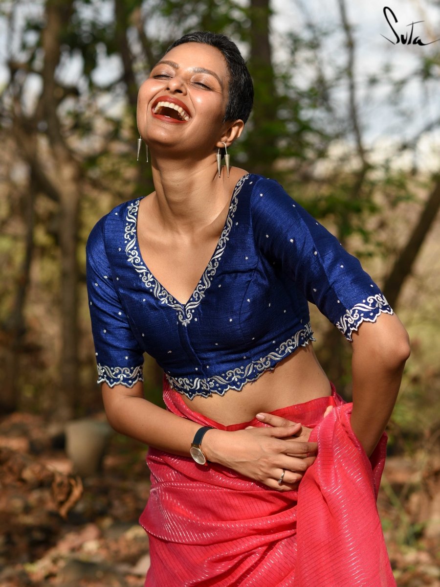 Blue Viscose Blend Blouse|Aasmani ki Parchaai|Suta – suta