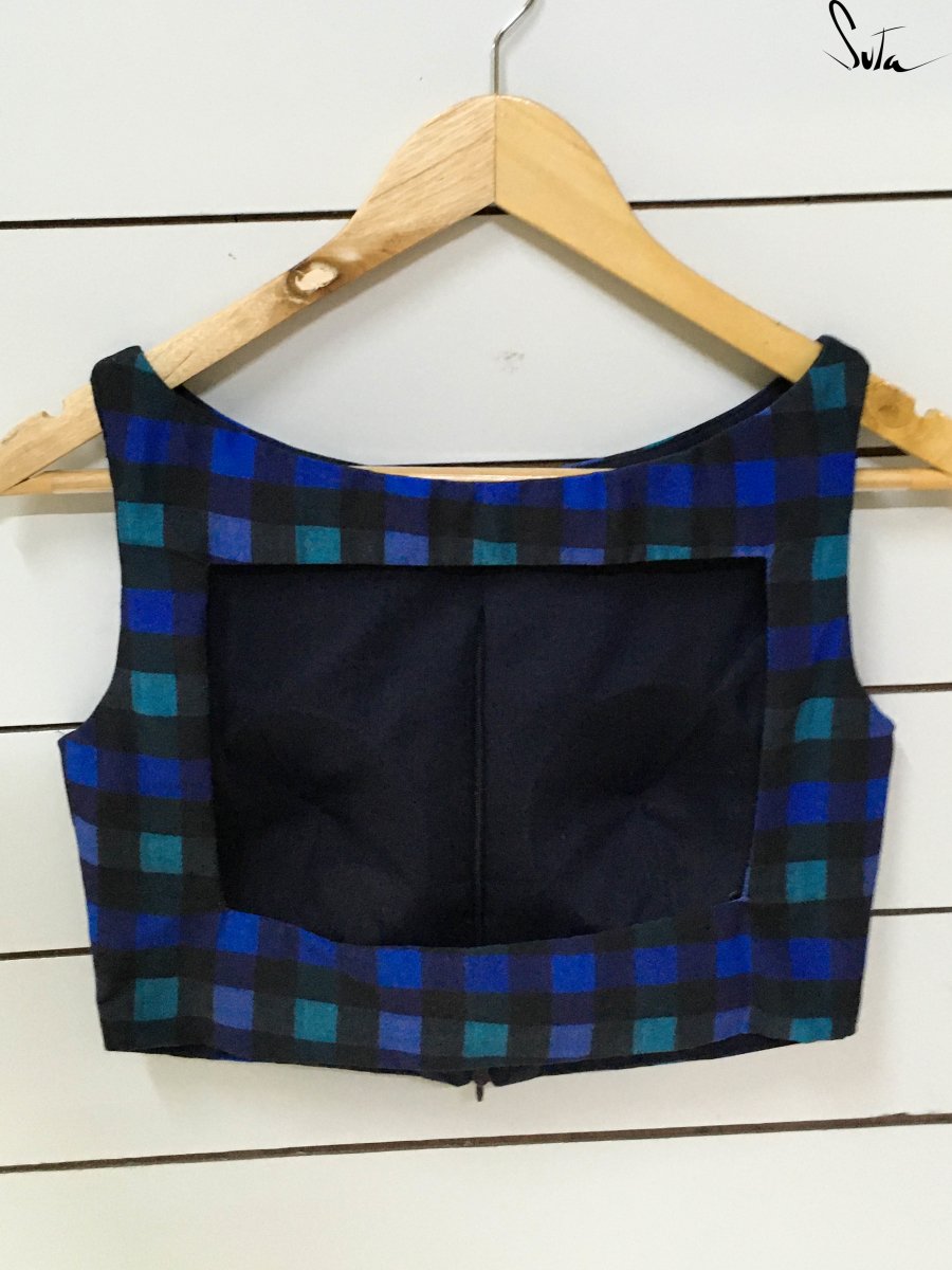 Blue green checkered (Blouse) - suta.in