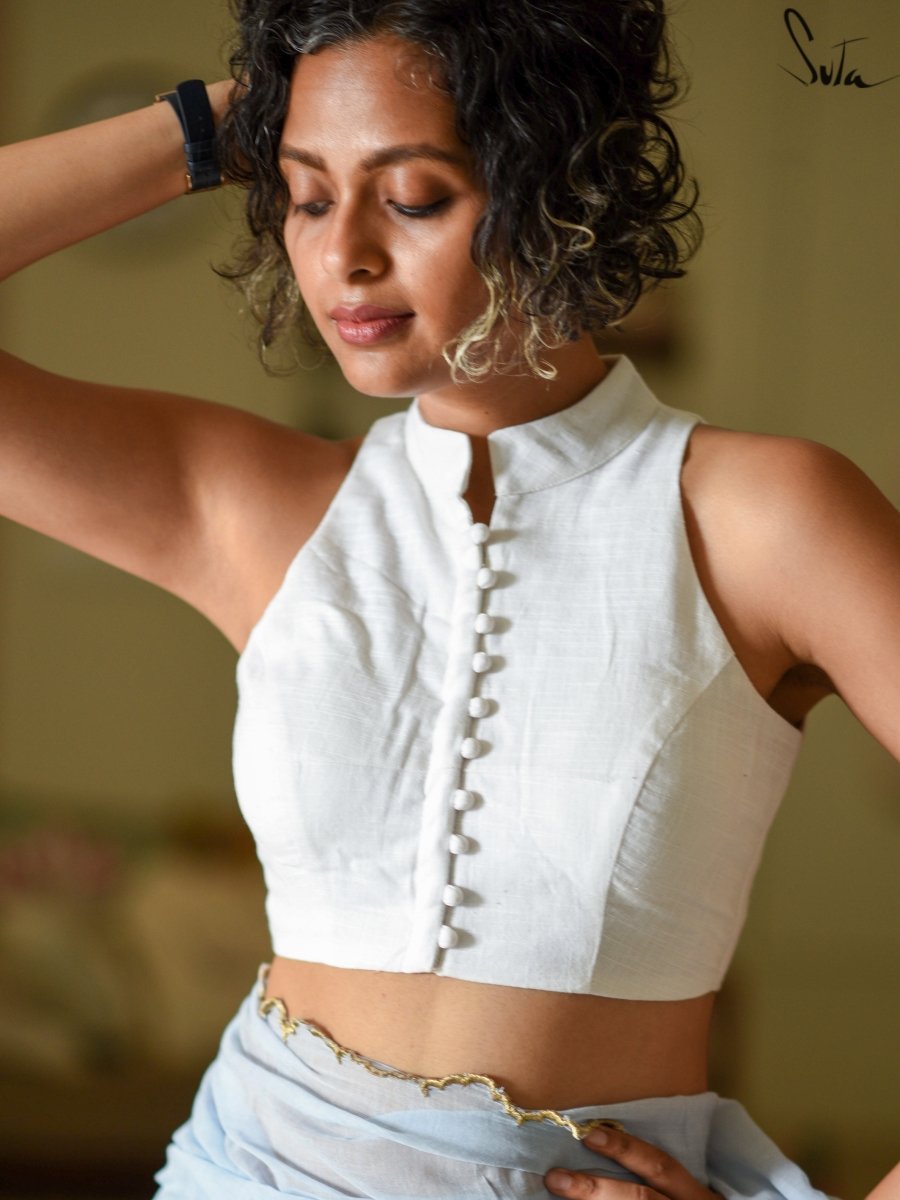Sleeveless Blouse Saree Blouse Designs With Collar Neck Turtle