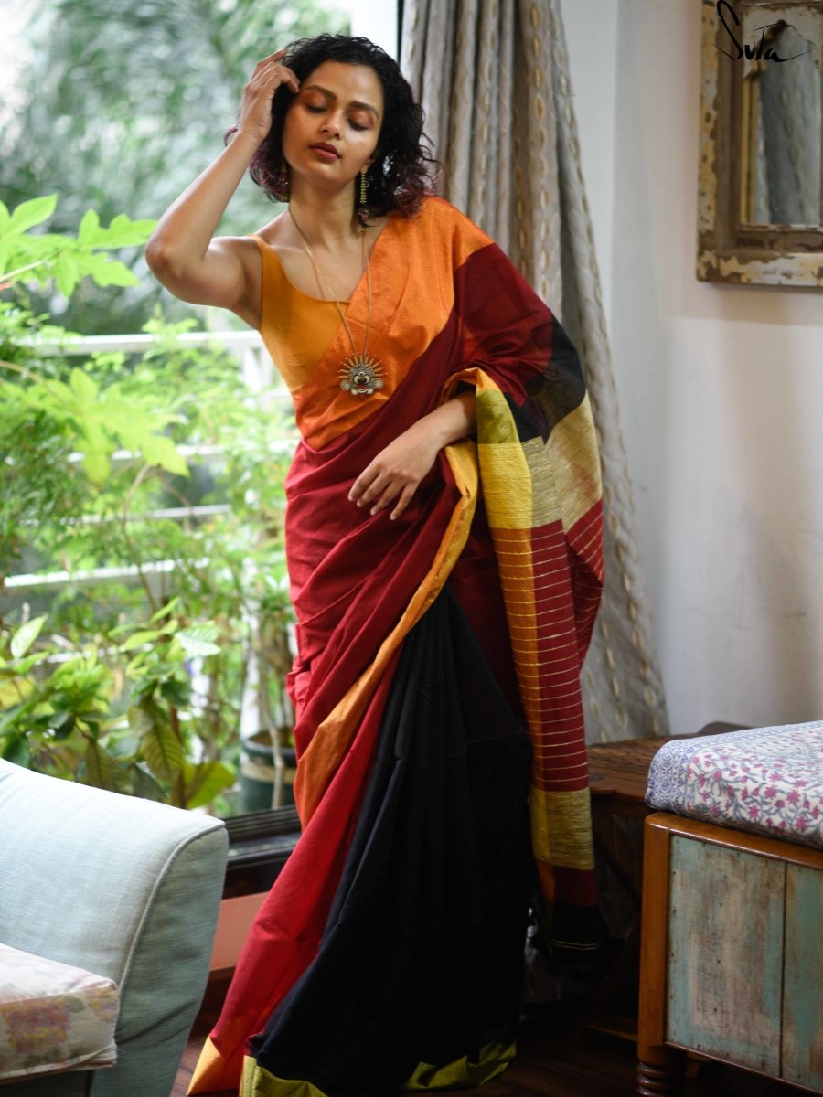 Colour Meet : Red , Black , Gold - suta.in