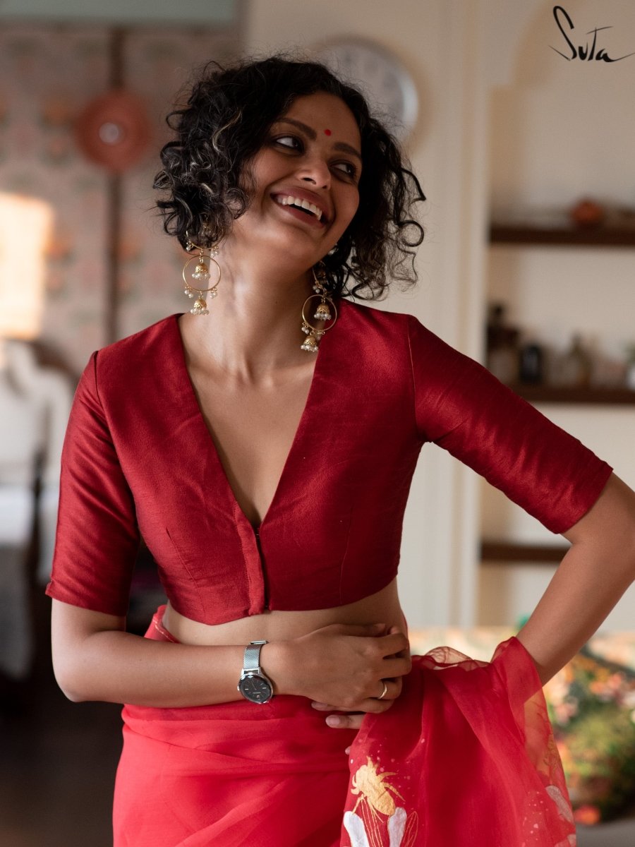 Neck Saree Jacket Blouse Designs Closed Neck High Neck Back Side