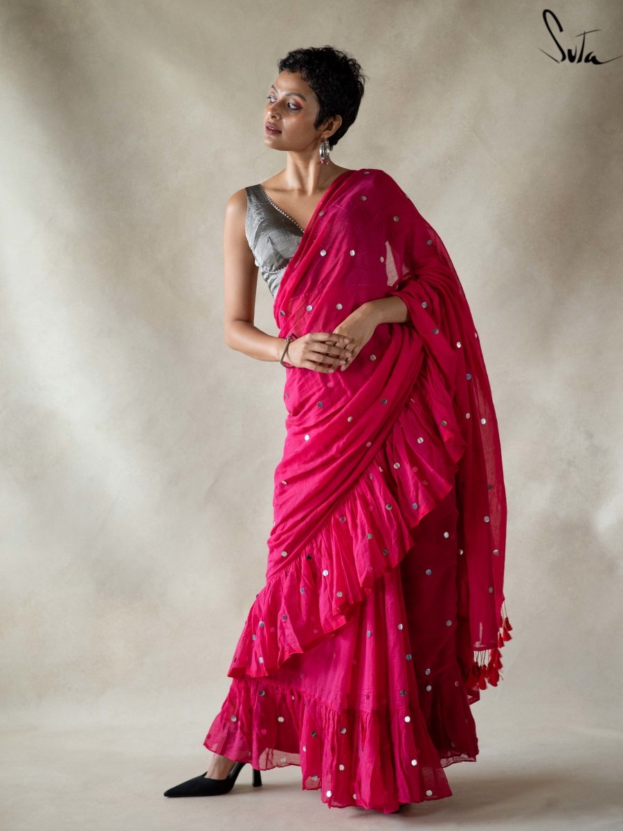 Ruffle saree clearance party wear online