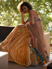 Dull gold Raw silk skirt - suta.in