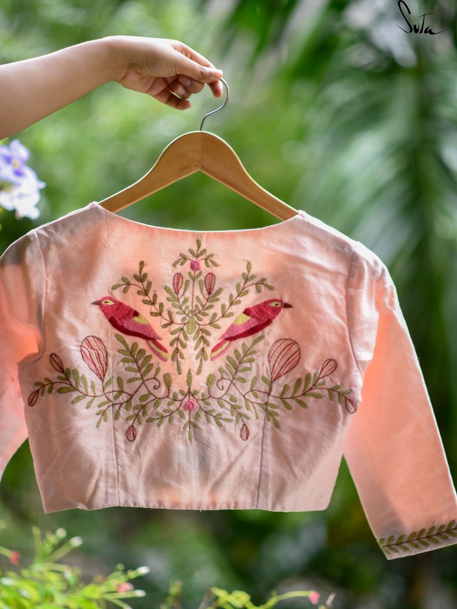 Four Pink Robins (Blouse) - suta.in