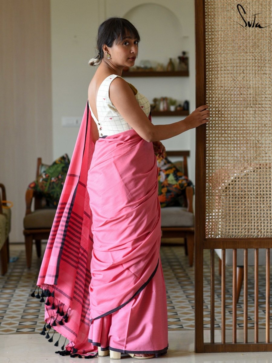 Maahi - Chanderi Silk by Cotton Saree with Geometric & Floral Motifs