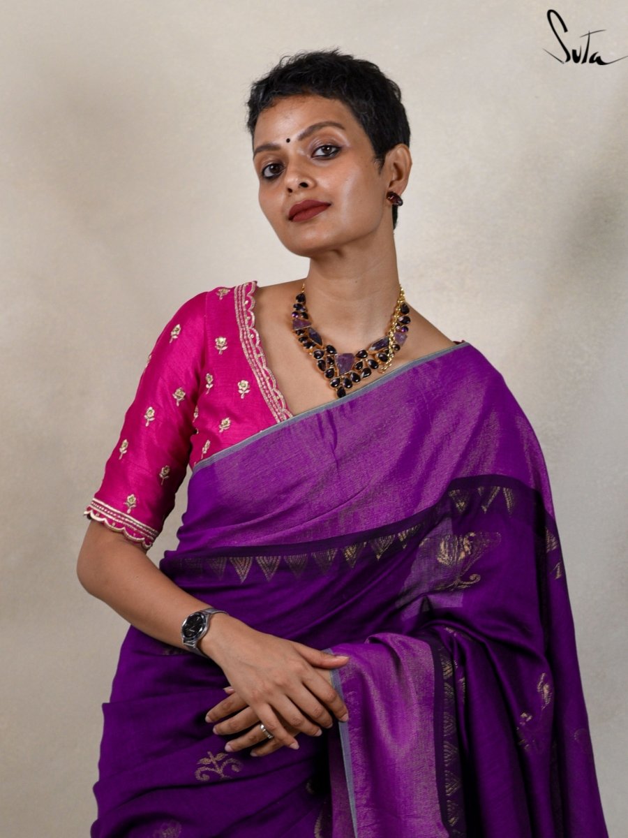Block Prints Party Wear Kalyani Cotton Saree, With Blouse, 6.3 m