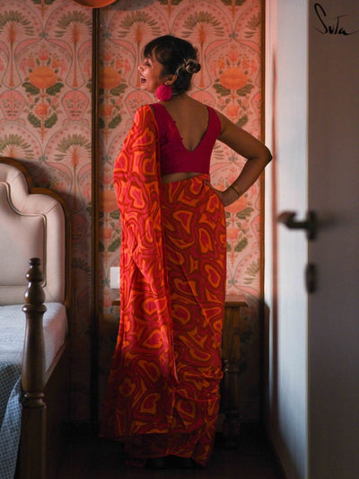 Multicolor Modal Viscose Quirky Printed Saree|Ishq Vishq|Suta