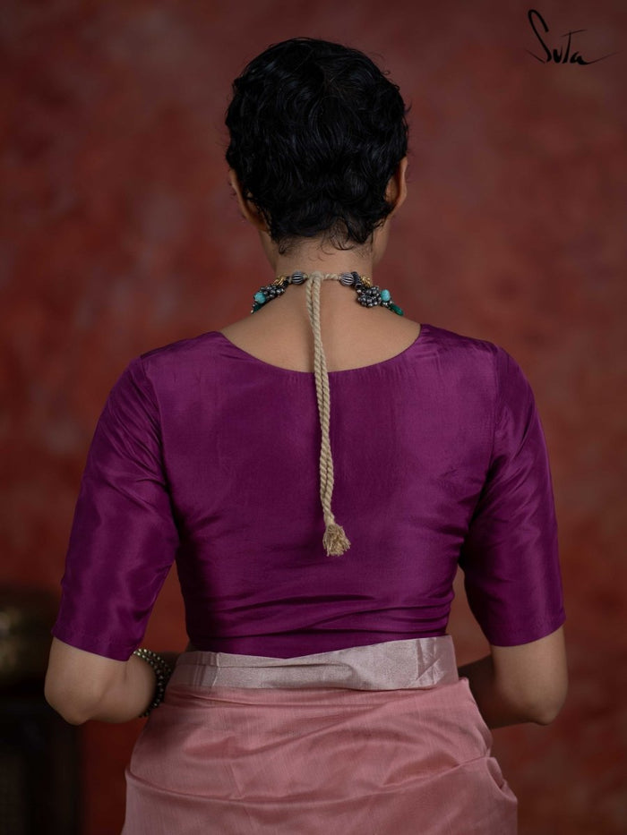 Silk Purple Blouse With Sweetheart Neckline|Kshamya|Suta