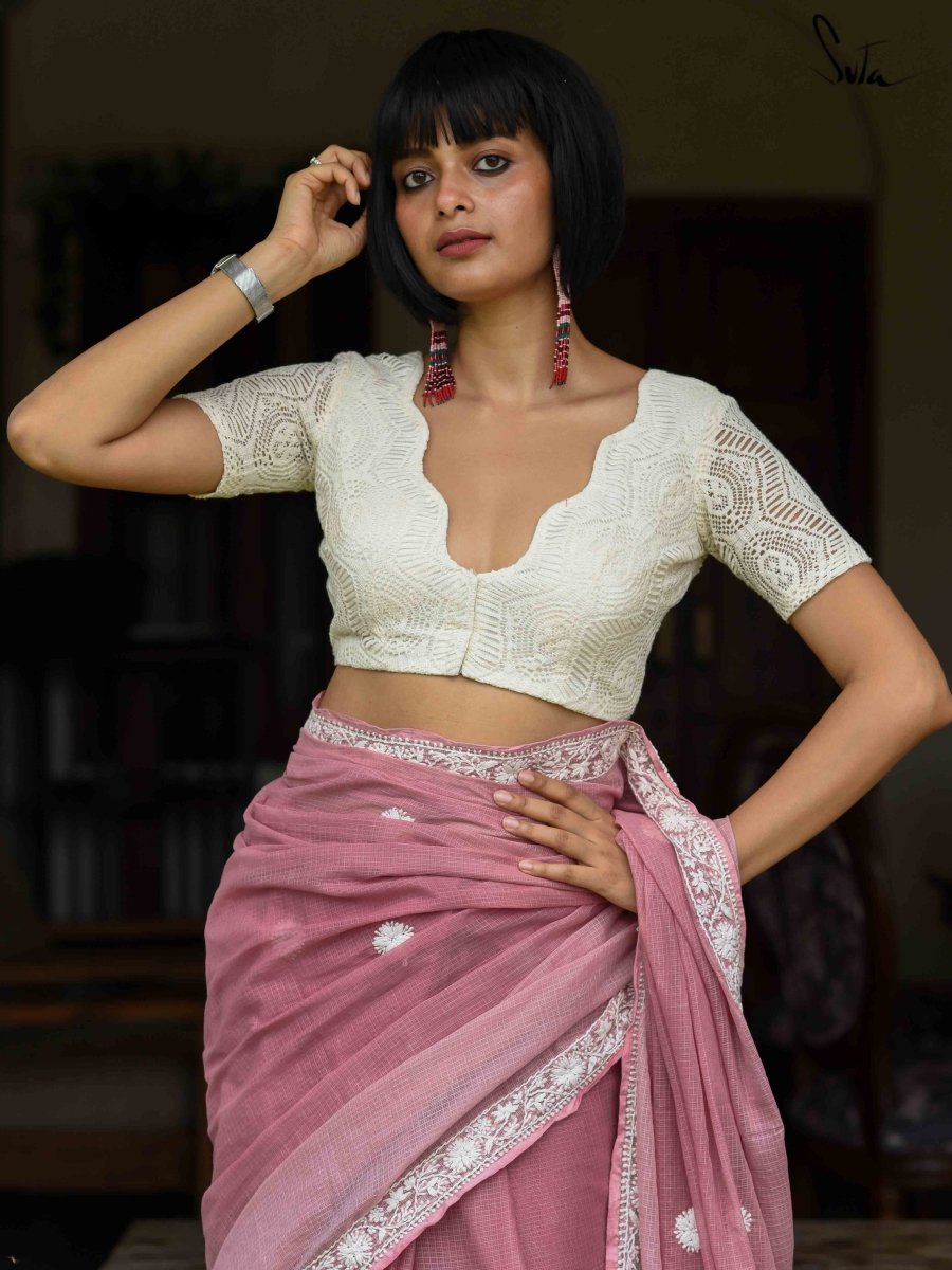 Womens Teal Color Velvet Deep Neck Sleevless Fancy Blouse For Sari