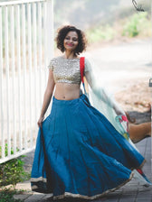 Midnight blue Raw silk skirt - suta.in
