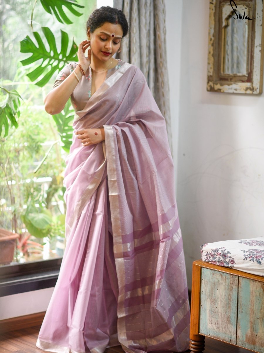 Pink Embroidered Net Designer Contemporary Style Saree -